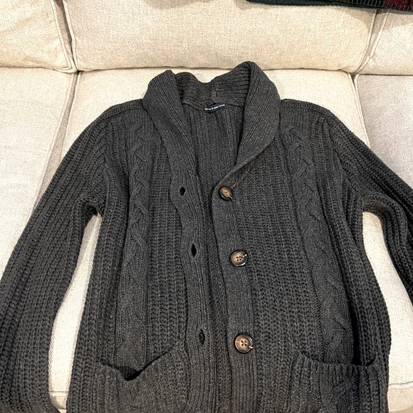 Brandy Melville Chunky Knit Button sweater pockets grey Back to School cardigan - Picture 4 of 6